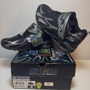 Skechers Kids' Black and Silver Light-Up Sneakers